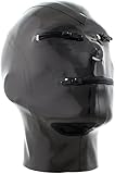 Schwarz,M,Lodnexem Halloween Paar Maske Latexmaske BDSM Fetisch Sex Gummimaske Sklave Maske Latex SM Sexspielzeug für Paare Augen und Mund mit Reißverschluss