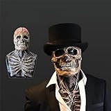 Lanckeli Halloween Totenkopfmaske mit Beweglichem Kiefer, Gruselige Schädeldecke, Latexmaske für Erwachsene Cosplay Requisiten.