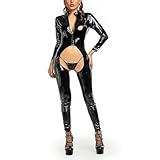 Leder Bodysuit Damen Sexy wetlook dessous frauen dessous set Catsuit Damen Wetlook Bodysuit Ouvert Sexy Latex Catsuits für Damen Latex Overall Catsuit Sexy Erotik Wetlook Dessous set Clubwear（3XL）