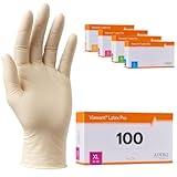 Latexhandschuhe 100 Stück | XL | Puderfreie Latex Handschuhe Weiß | Texturiert, reißfest & elastisch | Untersuchungshandschuhe Einweg für Pflege & Kosmetik | Gr. XS, S, M, L, XL