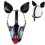 PureSex Hundemaske Leder Maske Bdsm Maske Leder Latexmaske für Männer Frauen Sm Bondage Sex Female Sissy Bdsm Spielzeug Fetisch Latex Hood