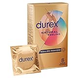Durex Natural Feeling Kondome – Latexfreie Kondome aus Real-Feel-Material & mit anatomischer Easy-On-Form – 8er Pack (1 x 8 Stück)