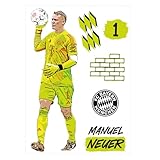K&L Wall Art FC Bayern München Wandsticker FCB Fußballspieler Logo Fußball Torwart Wandtattoo - Offizielles Lizenzprodukt (Comic, Manuel Neuer) 68x100 cm