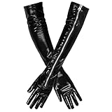 Boland 03162 - Handschuhe Opera Kinky, 1 Paar, schwarze Armstulpen, Leder-Look, Reißverschluss, Kostüm, Karneval, Mottoparty, Halloween