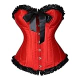 Shapewear Korsett für Damen, figurformend, figurformend, Überbrustkorsett, Bustier, Dessous, Bodyshaper, Top, Größe M N, rot, XXL