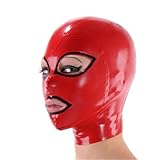 Kangxinsheng Rote Latex Maske,Handgefertigte Gummimaske mit Reißverschluss Hinten,Geeignet für Cosplay Party Club-XXL