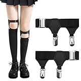 HENGBIRD 1 Paar Einstellbar Sockenhalter, Strümpfe für Strumpfhalter mit 2 Clips, Strumpfhalter Herren und Frauen, Strumpfband Schwarz für Anzüge, Geschäftsräume und Gothic Punk