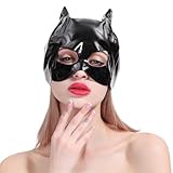 WUUDOA Katzenmaske Sexy, Latex Fetisch Maske, Cat Mask, Halloween Kostüm Damen, Catwoman Cosplay für Karneval