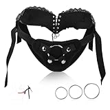 Verstellbarer Strap On Harness Umschnall Dildos Sexspielzeug mit 3 unterschiedlich großen O-Ringen,FOXWAND Tragbares Umschnalldildo,Nylongewebe Baumwollfutter Umschnallpenis für Frauen Manner