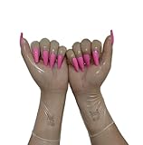 Ein Paar Naturlatex Einmal Formung Malaysian Latex Material Zentai Ultradünn Weich Hochelastisch Glänzend Kigurumi Männer und Frauen Kleidung Zubehör Cosplay Latex Handschuhe mit Nagelservice (L)