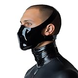 GREEFEI Schwarze Latex Halb Maske,Naturk Gummi Maske Handgefertigte für Männer und Frauen,Cosplay Maskerade Maske XL