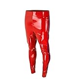 GAYLOP Herren Hose 100% Latex Hose Leggings Mit Seitentaschen Reine Farbe Mit Trims Gummi,schwarz,L