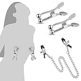 2er Goldfisch Nippelklemmen Brustwarzen & 2-IN-1 Nippelklemmen mit Kette,Einstellbare Nippel Klemmen Frauen Nipple Clamps,Fetisch Nippelkette Sexspielzeug für Anfängerin,BDSMs Spielzeug Hart