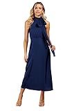 Little Mistress Damen Midaxi Satin in Marineblau Kleid für besondere Anlässe, Navy, 44