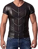 Latex ähnlcihes Herren Wetllook Shirt mit Mesh Einsätzen (mesh_02, XL)