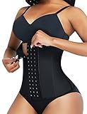 FeelinGirl Damen Latex Training Sport Unterbrust Korsett Cincher Shaper Body Tailenmieder 3XL Schwarz mit Loch, EU 46