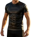 Latex Herren Shirt 1/2 Arm- Vinyl -Shirt VERANO VA-C32-000, Schwarz, 3XL