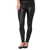 HUE Distressed Leatherette Leggings, Black XS (US Women's 0-2) X 29