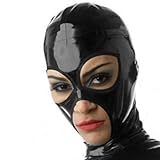 Kangxinsheng Schwarze Latex Maske,Handgefertigte Gummimaske mit Reißverschluss Hinten,Geeignet für Cosplay Partykostüme für Männer und Frauen-XL