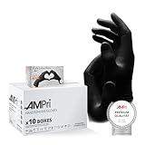 AMPri Latexhandschuhe, schwarz, 10 Box a 100 Stk, Größe XS, puderfrei, Style Latex Black: Latex Einweghandschuhe in den Größen XS, S, M, L, XL