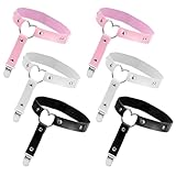 ADERTOS 6 Stück Strumpfhalter Damen PU Leder Strumpfband Punk Gothic Elastisch Strumpfgürtel Schwarz Weiß und Rosa Strapshalter für Strümpfe Strumpfbänder