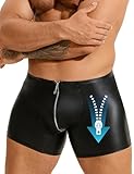 ohyeahlady PU Leder Boxershorts Herren Sexy Unterwäsche für Mann Wetlook Männer Große Größen Dessous Erotisch Reizwäsche Sissy Höschen Gay Hohe Elastizität Unterhosen Underwear Schwarz XL