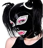 MFMYEE Latex Maske Gummi Kopfbedeckungen-SM Fetisch Bondage Maske Cosplay Maske Latex Lovers（Perücke nicht enthalten）