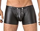 Verano Latex ähnliche Herren Shorts - Vinyl Wetlook Shorts mit Verschluss, Schwarz, M