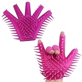 Massagehandschuhe Massage Handschuh Latexhandschuhe Lang für Fisten Sex G Punkt Masturbation Männer Fingerüberzieher Massagehandschuh Silikon Wolfszahn Sexspielzeug für Fetisch Männer Frauen