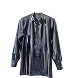 CHBYUOMLJIK Hemdkragen Aus 100% Latex, Lässiges, Lockeres Oberteil, Langärmliges Latex-Hemd Mit Gummiknöpfen Vorne,Männer,3xl