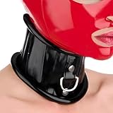 GREEFEI Latex Halsbänder aus Gummi für Damen Herren,Halsbänder mit Korsett-Rollrand und Schnürung hinten mit D-Ring 3XL