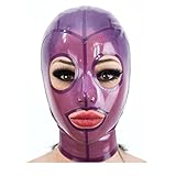 MFMYEE transparent Latexmaske, Bondage-Maske,Erotik Fetisch, Kopfbedeckung Latex,Cosplay, Reißverschluss hinten,offene Augen und Mund (L)