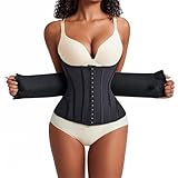 Yixinly Korsett Damen Bauchweg Doppelte Verschlüsse, Waist Trainer Doppellagiges Verschlusssystem Bauchweggürtel Damen Waisttrainer Taillenformer, Verbessern Sie die Körperformung Schwarz (XXL)