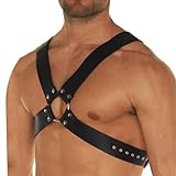 Punk Body Brust Harness Für Herren - Leder Brustgurt, Gothic Kleidung Einstellbar, Sexy Sklave Bandage Kostüm, Schultergurt, Cosplay Nachtshow-Kostüm Clubwear (Schwarz A)
