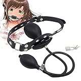ZWBHSH Aufblasbarer Mundknebel Silikon Sm Knebel Gag Ball Einstellbare Knebel, Mund Mit Sperre Und Schlüssel Leder Bondage Extrem BDSM Fetisch Sklave Sexspielzeug Für Männer Frauen
