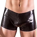 GREEFEI Schwarze Latex Boxershorts mit Niedriger Taille für Männer,Gummi Herren Shorts Handgefertigt Club Kostüme XXL