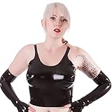 Rubberfashion Latex Bustier mit Cups - ausgeformt taillenlang - Latex BH für Damen und Frauen schwarz 0.4mm L