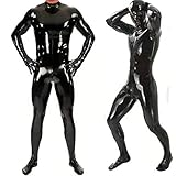 Sexy Latex Enger Reißverschluss Von Herren-Jumpsuit-Gummi-Kleidung Mit Schritt-Reißverschluss (Size : XL)