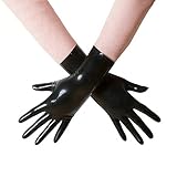 Schwarze Latex Handschuhe für Damen und Herren,Naturkautschuk Handschuhe Cosplay Kostüm Party Clubwear (Schwarz,L)