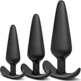 Funejoy Premium Analplug Set - Klein+Medium+Groß Silikon Buttplug Fetisch Masturbation Anal Butt Plug Analplug BDSM SM Sexspielzeug für Männer Frauen Anfänger Profi 3 Schwarz