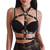 Yobooom Punk Leder Harness BH Body Chain Sexy Taillenketten Nightclub Prom , Mode Belly Belts Body für Frauen Schwarz