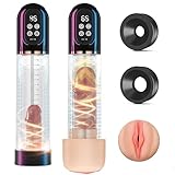 HIVEFUN Penispumpe für Penisvergrößerung Sex Spielzeug für die Männer, Elektrische Penis Pumpe Vakuumpumpe mit 4 Saugstufen 3 Automatische Trainingsmodi, Wasserdicht Masturbator mit 2 Silikonhülsen
