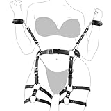 BDSM Bondage Taille Bein Harness Sex Fesseln Set, Leder Sexy Oberschenkel Harness für Frauen Sex, Verstellbaren Sexspielzeug mit Handschellen für Paare