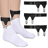 Classicseali 4 Stück Sock Suspenders,Uniform Socken Strumpfbänder,Sockenhalter,Verstellbare Hosenträger Socken,Elastische Sockenhalter Herren mit Rutschfestem Clip für Business,Hochzeit
