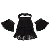 BLESSUME Spitze Jabot Kragen mit Manschetten, Groß Schwarz Jabot Manschetten