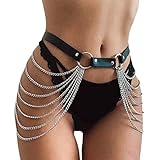 Sethain Punk Leder Körperkette Schwarz Geschichtet Ketten Mehrschichtig Taille Ketten Nachtclub Körperzubehör Schmuck für Frauen festival outfit