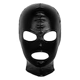 YOOJIA Latex Kopfmaske Glänzend Metallic Sklave Maske mit Mundöffnung/Augenöffnung Sexspielzeug für Paare Erotik Kleidung Cosplay Kostüm Clubwear Schwarz Einheitsgröße