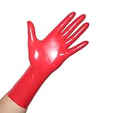 Rubberfashion Latex Handschuhe kurz - Rubber Gloves - Latexhandschuhe für Damen und Herren Paar rot 0.4mm M