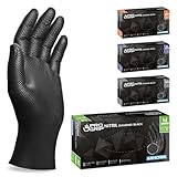PROGRIP Einweghandschuhe Diamant Grip, Schwarz, Einmalhandschuhe Extra Stark, Nitrilhandschuhe Gr. M, 2x dicker, Handschuhe Einweg, Arbeitshandschuhe für Werkstatt & Montage, 50 Stk/Box