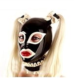 GIUIOY BDSM Maske Latexmaske Frauen Maskerade Maske Mit Perücke Sex Bondage Maske Latexmasken Für Sm Kopfmaske Sex Kopfbedeckung Extrem Fetisch Paar Sexspielzeug Gummimaske (L)